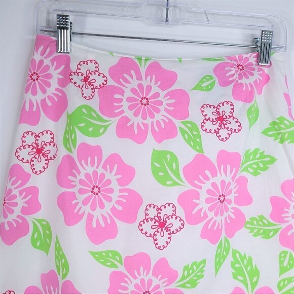 Tailor B Moss Pink White Tropical Hawaiian Floral Pencil Skirt - Picture 2 of 6